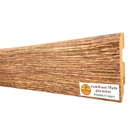 Плинтус МДФ ламинированный TeckWood Дуб Флэкс 2150×75×16