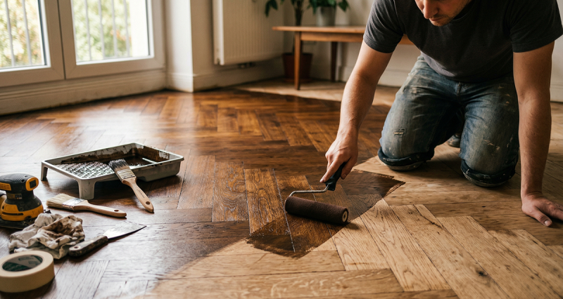 Как покрасить паркет своими руками