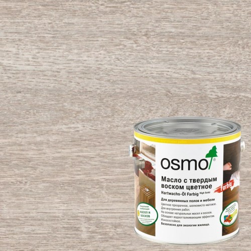 Масло с твердым воском для дерева Osmo Hartwachs-Ol Farbig цвет 3040 Белый шелковисто-матовое 0,22 л