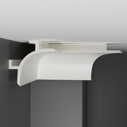 Потолочный плинтус под покраску с подсветкой Decomaster Артпрофиль A208 2000×130×130