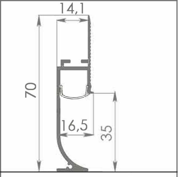 Теневой плинтус для подсветки 70/14х2000мм