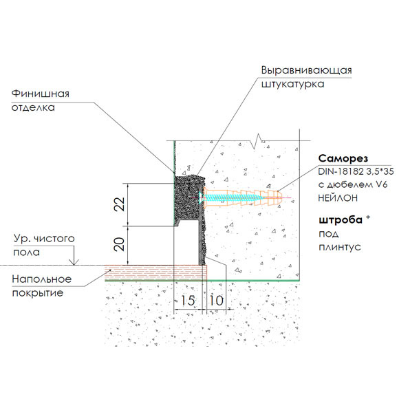 Теневой плинтус  20/40мм Черный 9005 2500мм