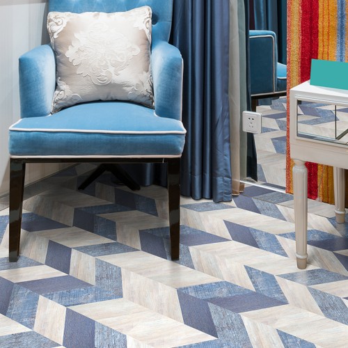 Пробковые полы Corkstyle Chevron Blue 1235×305×10