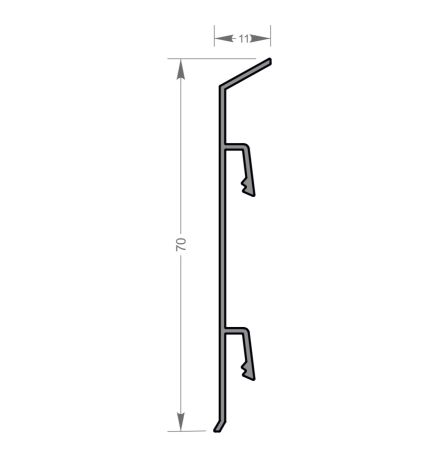 Плинтус алюминиевый Modern Decor серебро матовое 10х70х3000мм