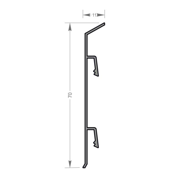 Плинтус алюминиевый Modern Decor серебро матовое 10х70х3000мм