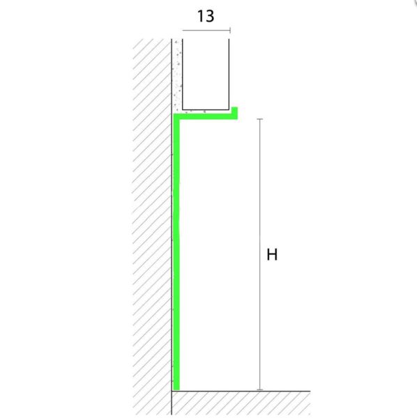 Скрытый  профиль анодированный Г образный с кантом 2 мм