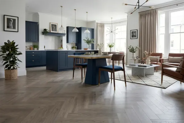 Кварц виниловое покрытие Stone Floor MSPC Елочка Дуб Браунстоун Артикул: 2529-4 MР