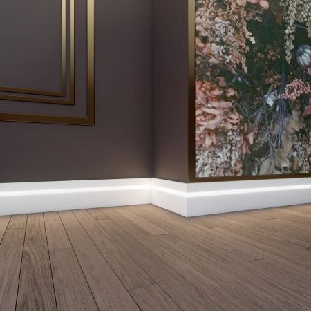 Плинтус Evrowood МДФ Белый PN 101 Led  2000×100×16