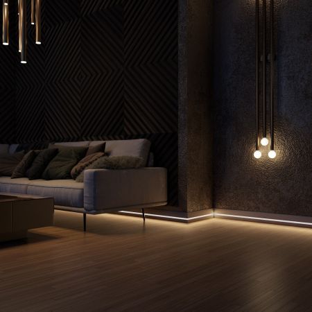 Плинтус Evrowood МДФ Белый PN 080 Led 2000×95×16