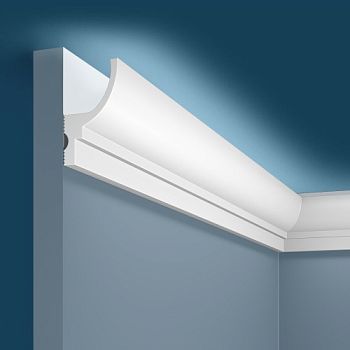 Потолочный плинтус под покраску Cosca Decor KX071 с подсветкой 2000×35×60