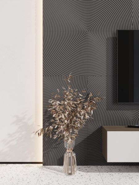 Стеновая квадратная панель Круги МДФ Ликорн Графит 500х500х8 (4 шт.)