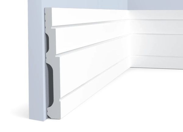 Плинтус Hiwood полимерный под покраску B180V2 фигурный 2000×180×24