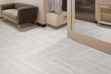 Кварц виниловое покрытие Floor Factor SPC HERRINGBONE Английская елочка White smoke oak (HB.02)