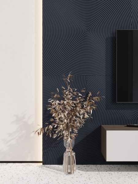 Стеновая квадратная панель Круги МДФ Ликорн Темно-синий 500х500х8 (4 шт.)