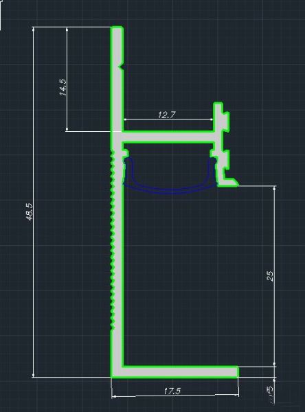 Профиль теневой Invisible алюминиевый П образный Черный муар 25мм