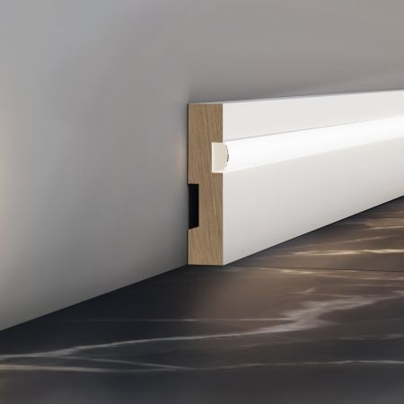 Плинтус Evrowood МДФ Белый  PN 021 Led  2000×70×16