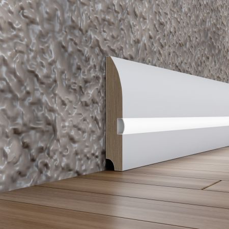 Плинтус Evrowood МДФ Белый PN 080 Led 2000×95×16