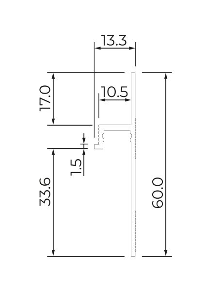 Плинтус алюминиевый скрытый Ликорн C-04.2.3 черный  с подсветкой 2050×105×13,3