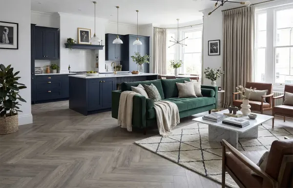 Кварц виниловое покрытие Stone Floor MSPC Елочка Дуб Браунстоун Артикул: 2529-4 MР
