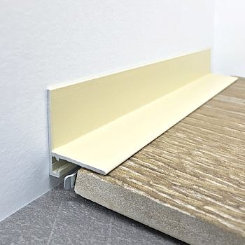 Микроплинтус алюминиевый TeckWood L-20 Слоновая кость Муар RAL 1015 2000×20×16