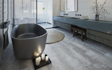 Кварц виниловое покрытие Stone Floor Плитка Жемчужно-серая 8875709 НР