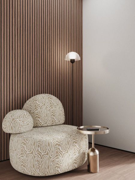 Акустические панели Ликорн на черном войлоке шпон Орех Американский 300х9х2800 мм