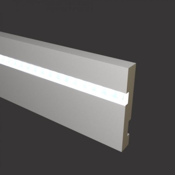 Плинтус Evrowood МДФ Белый PN 101 Led  2000×100×16