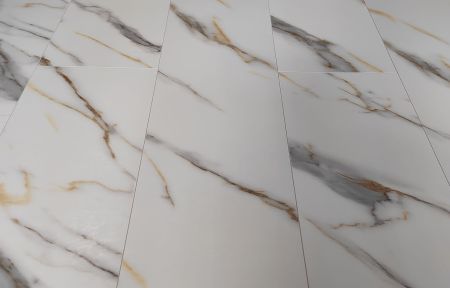 Кварц виниловое покрытие Stone Floor MSPC Мрамор Бело-золотой