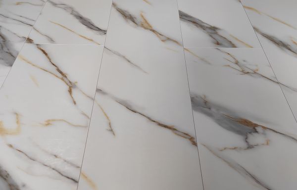 Кварц виниловое покрытие Stone Floor MSPC Мрамор Бело-золотой