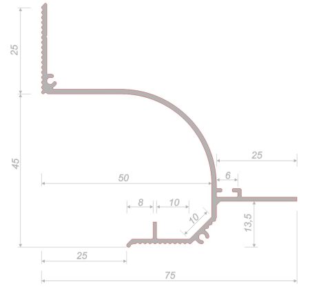 Потолочный профиль D006 без покрытия
