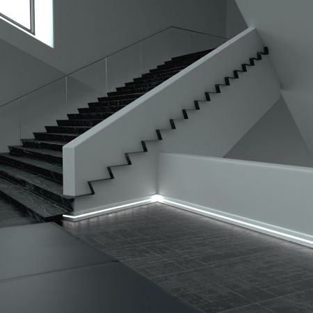 Плинтус Evrowood МДФ Белый PN 050 Led 2000×80×12