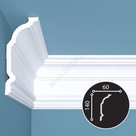 Потолочный плинтус под покраску Bello Deco К2 2000×60×140