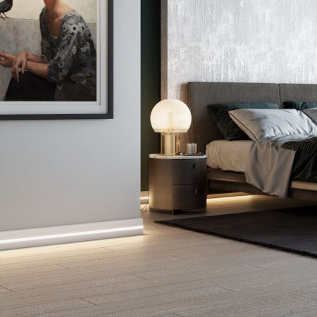 Плинтус Evrowood МДФ Белый PN 050 Led 2000×80×12