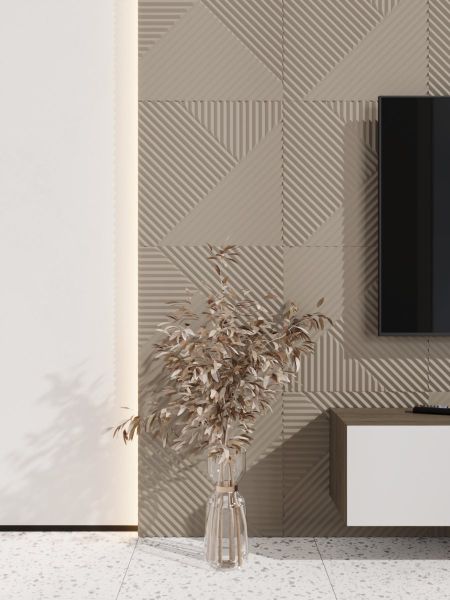 Стеновая панель Пирамида МДФ Ликорн Латте  500х500х8 (4 шт.)