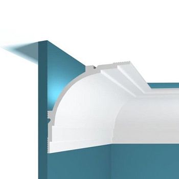 Потолочный плинтус под покраску Перфект Плюс P100 с подсветкой 2000×130×130