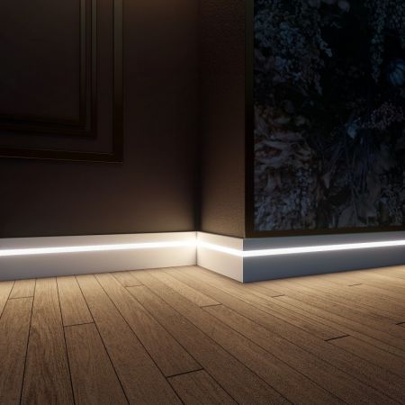 Плинтус Evrowood МДФ Белый PN 101 Led  2000×100×16