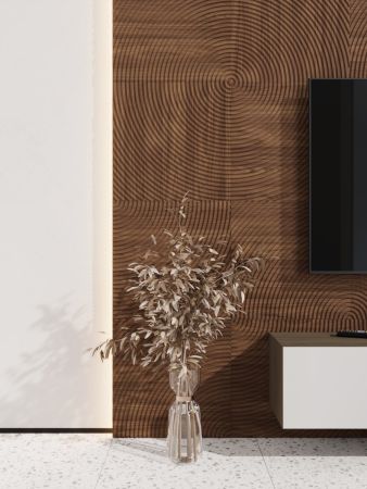 Стеновая квадратная панель Круги МДФ Ликорн Орех темный  500x500x8 (4 шт.)