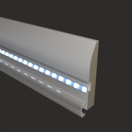 Плинтус Evrowood МДФ Белый PN 080 Led 2000×95×16
