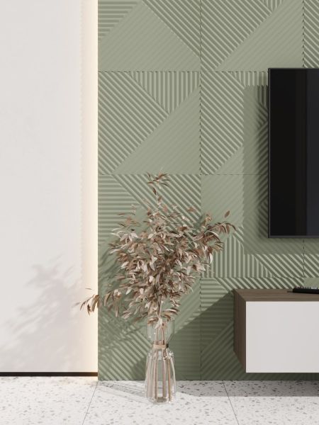 Стеновая квадратная панель Круги МДФ Фисташка 500х500х8 (4 шт.)