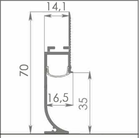 Теневой плинтус для подсветки 70/14х2000мм