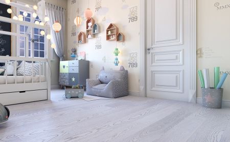 Паркетная доска FocusFloor Дуб Престиж Этеcиан (ETESIAN) Снежно-белый Матовый лак 1s