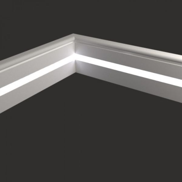 Плинтус Evrowood МДФ Белый PN 030 Led  2000×80×16