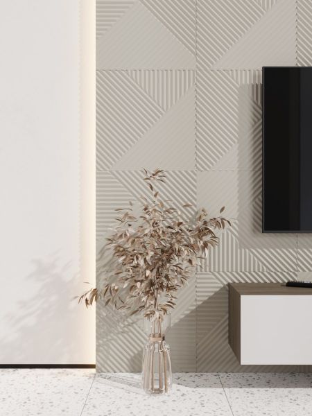 Стеновая панель Пирамида МДФ Ликорн Слоновая кость 500х500х8 (4 шт.)