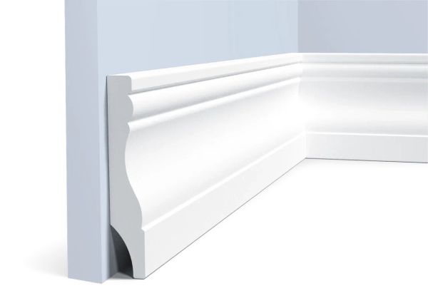 Плинтус Hiwood полимерный под покраску B95 фигурный 2000×94,5×17