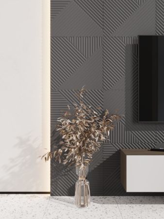 Стеновая панель Пирамида МДФ Ликорн Графит  500х500х8 (4 шт.)