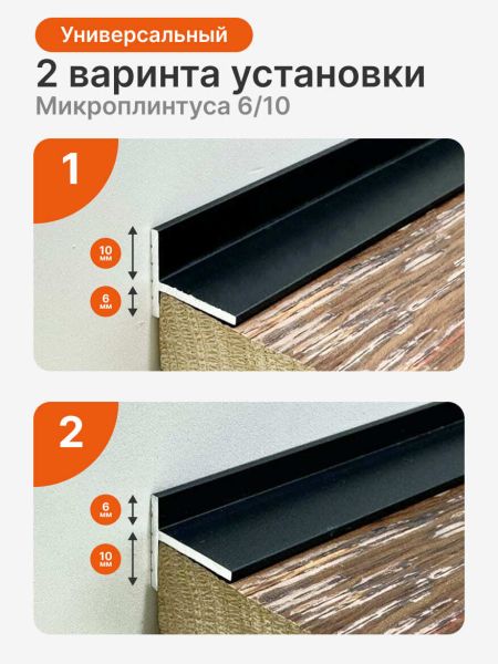Микроплинтус алюминиевый Modern Decor черный 2000×10×18