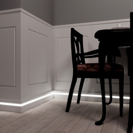 Плинтус Evrowood МДФ Белый PN 101 Led  2000×100×16