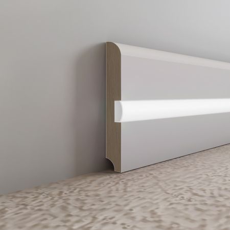 Плинтус Evrowood МДФ Белый PN 050 Led 2000×80×12