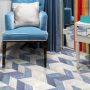 Пробковые полы Corkstyle Chevron Blue 1235×305×10