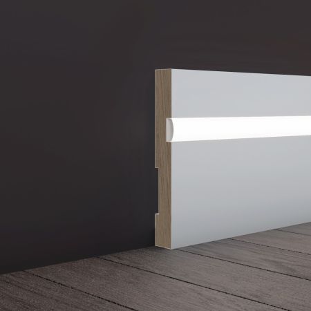 Плинтус Evrowood МДФ Белый PN 101 Led  2000×100×16